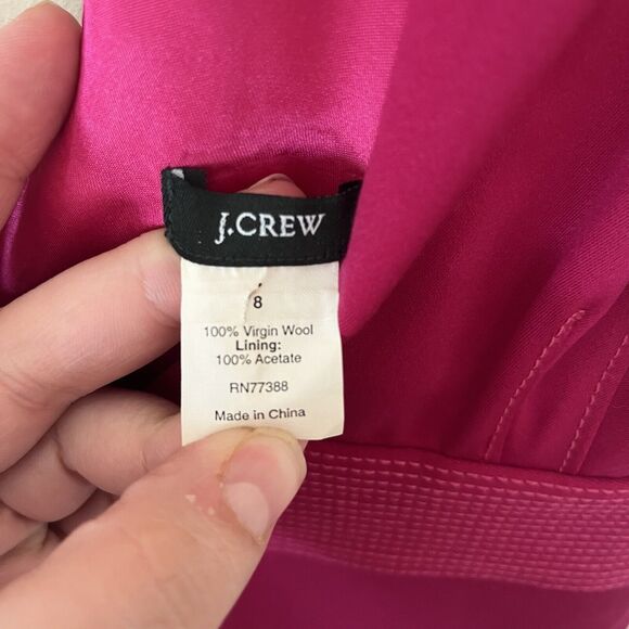 J. Crew Women's Size 8 Pink Knee Length Sheath Dress 100% Wool Sleeveless V-Neck - Picture 3 of 6